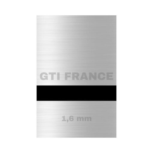 Plaque de gravure PVC 1,6 mm - Fond argent brillant écriture noire